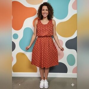 New LuLaRoe Orange‎ Polka Dot Sleeveless Dress Womans XL